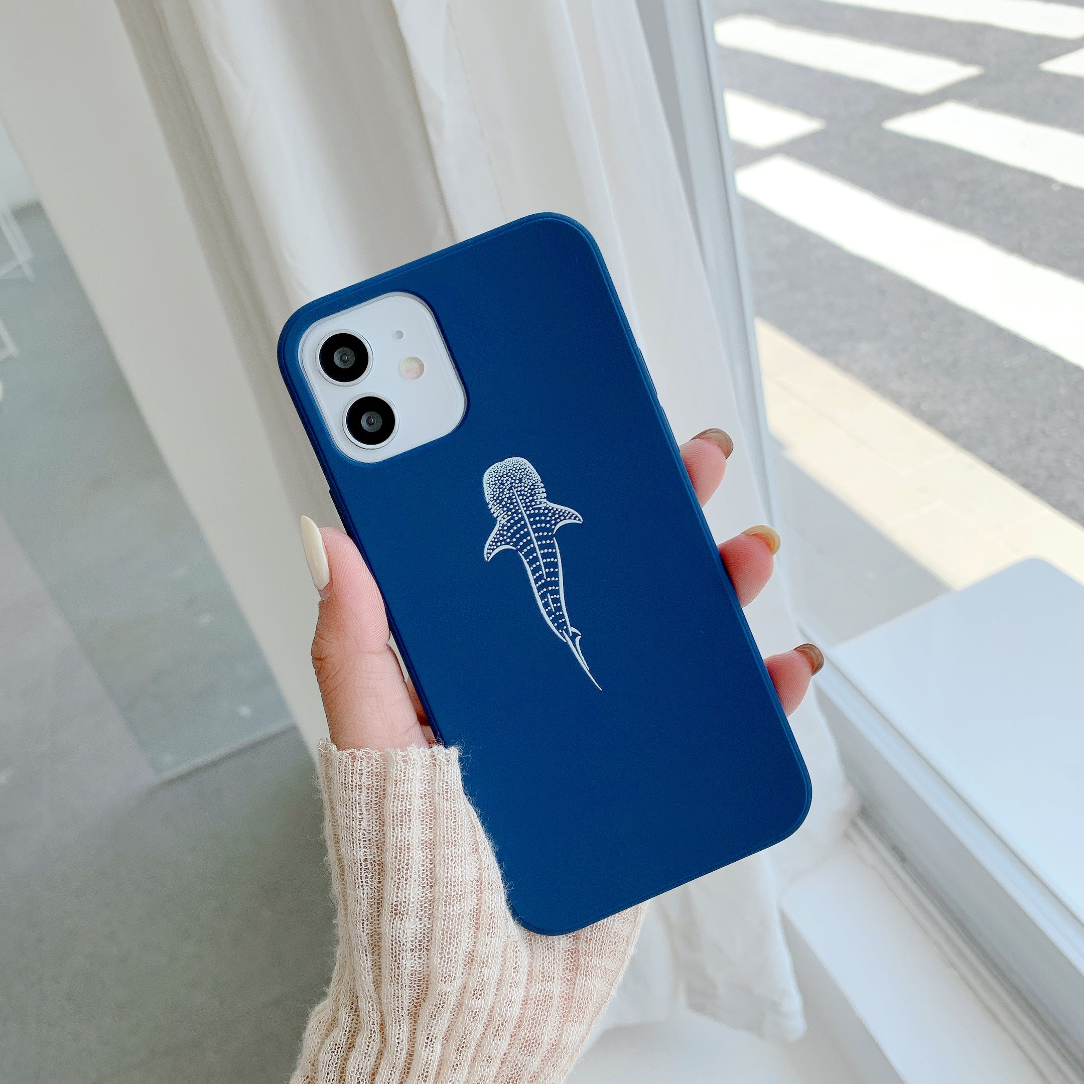 iPhone Navy Blue Soft Silicone Whale Shark Phone Case