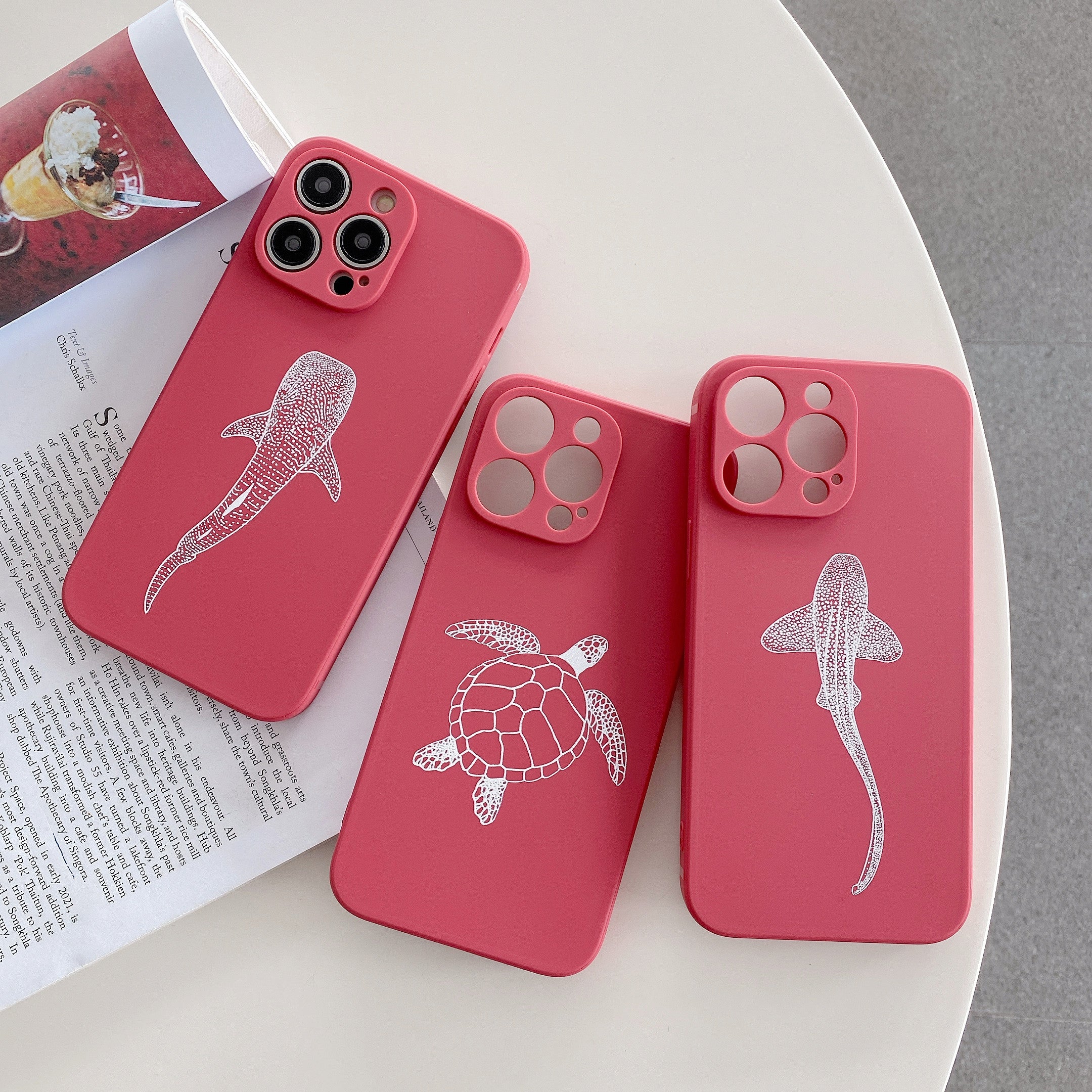 iPhone Rose Red Soft Silicone Zebra Shark Phone Case