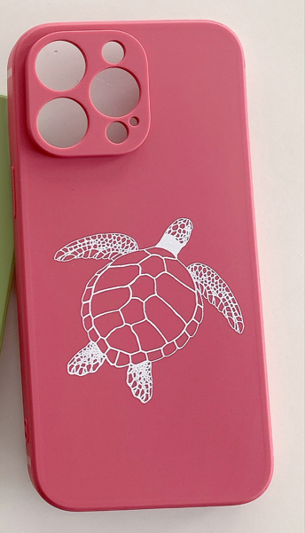 iPhone Rose Red Soft Silicone Turtle Phone Case
