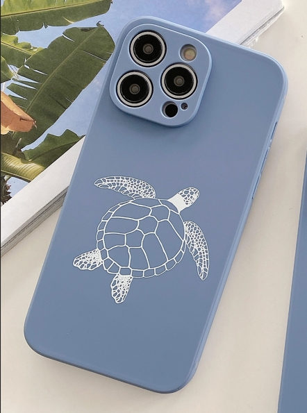 iPhone Sky Blue Soft Silicone Turtle Phone Case