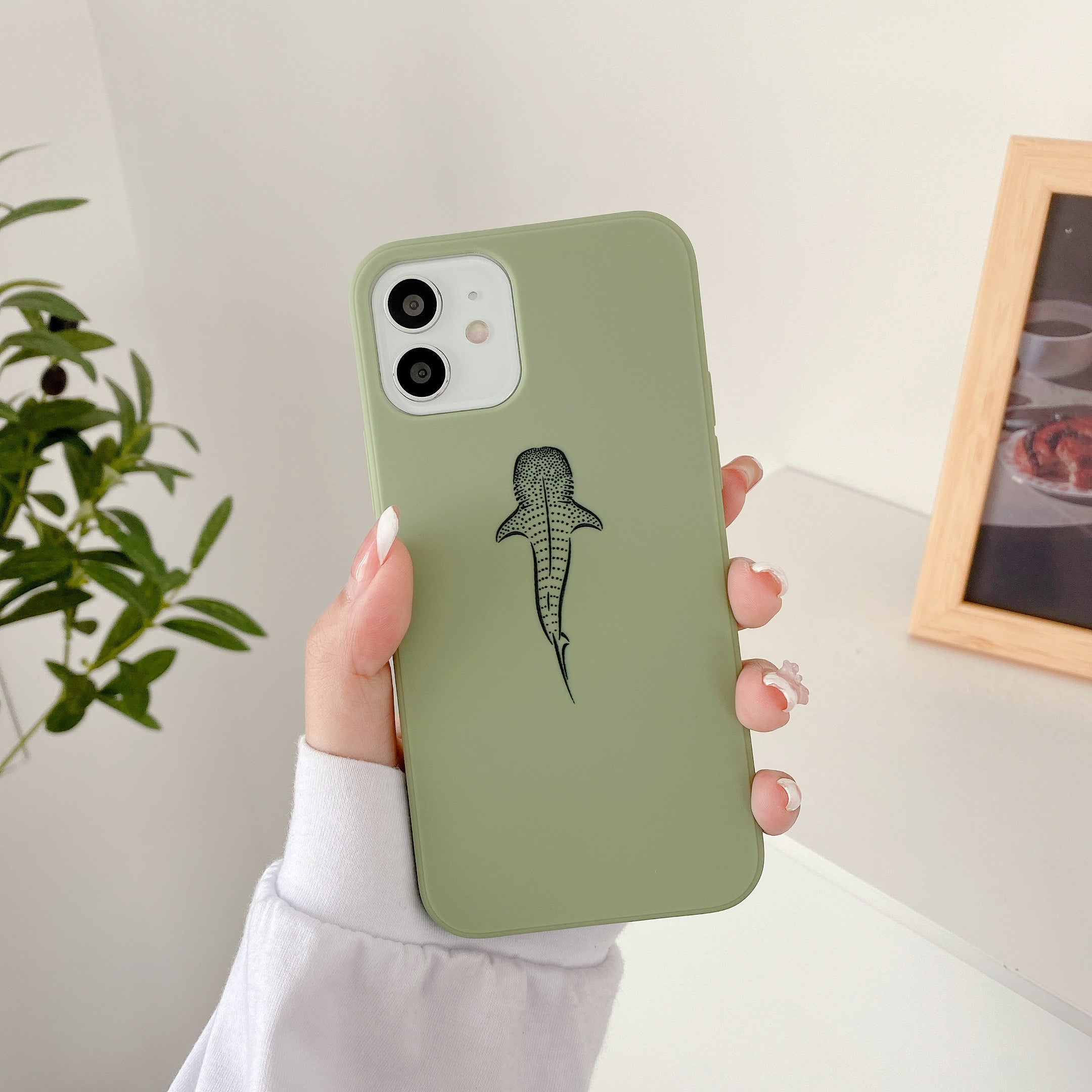 iPhone Mint Green Soft Silicone Whale Shark Phone Case