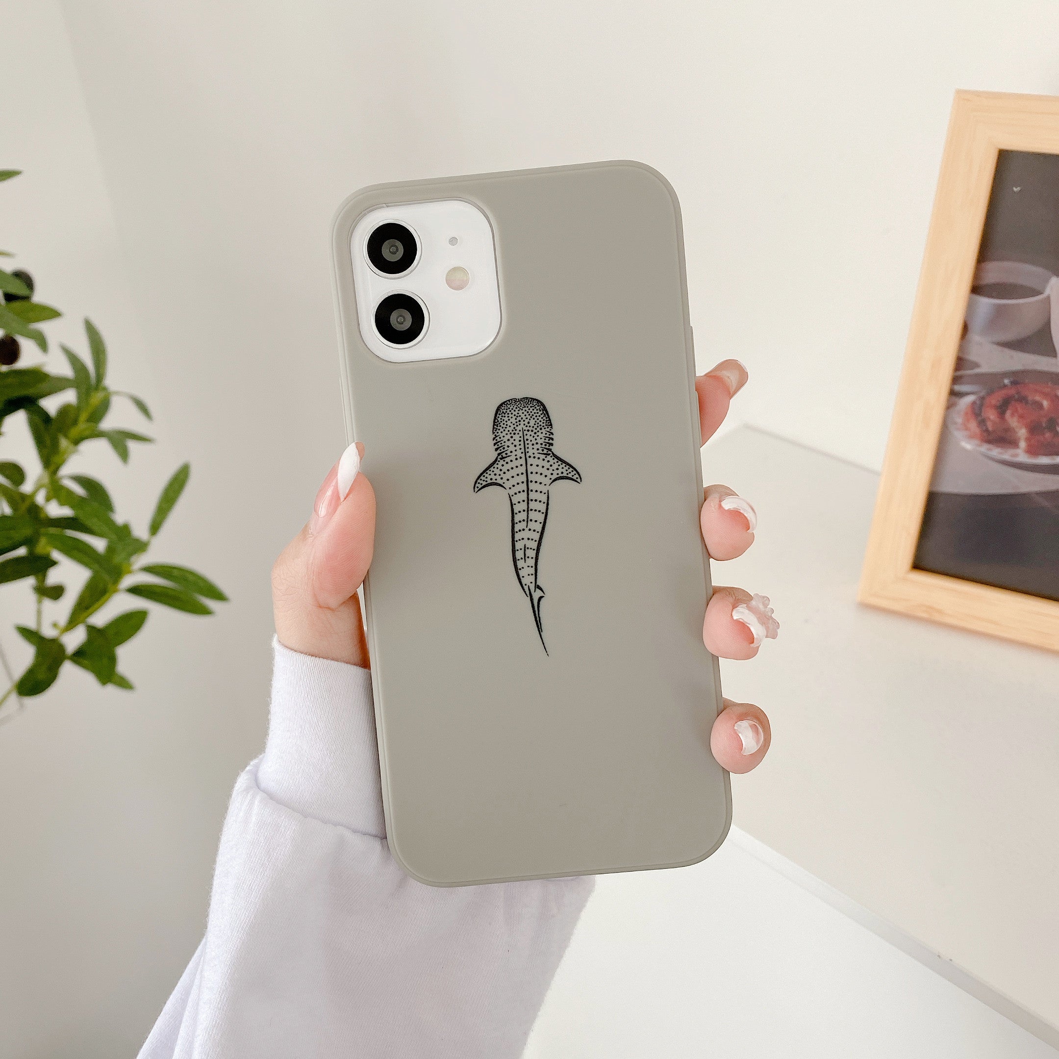 iPhone Grey Soft Silicone Whale Shark Phone Case