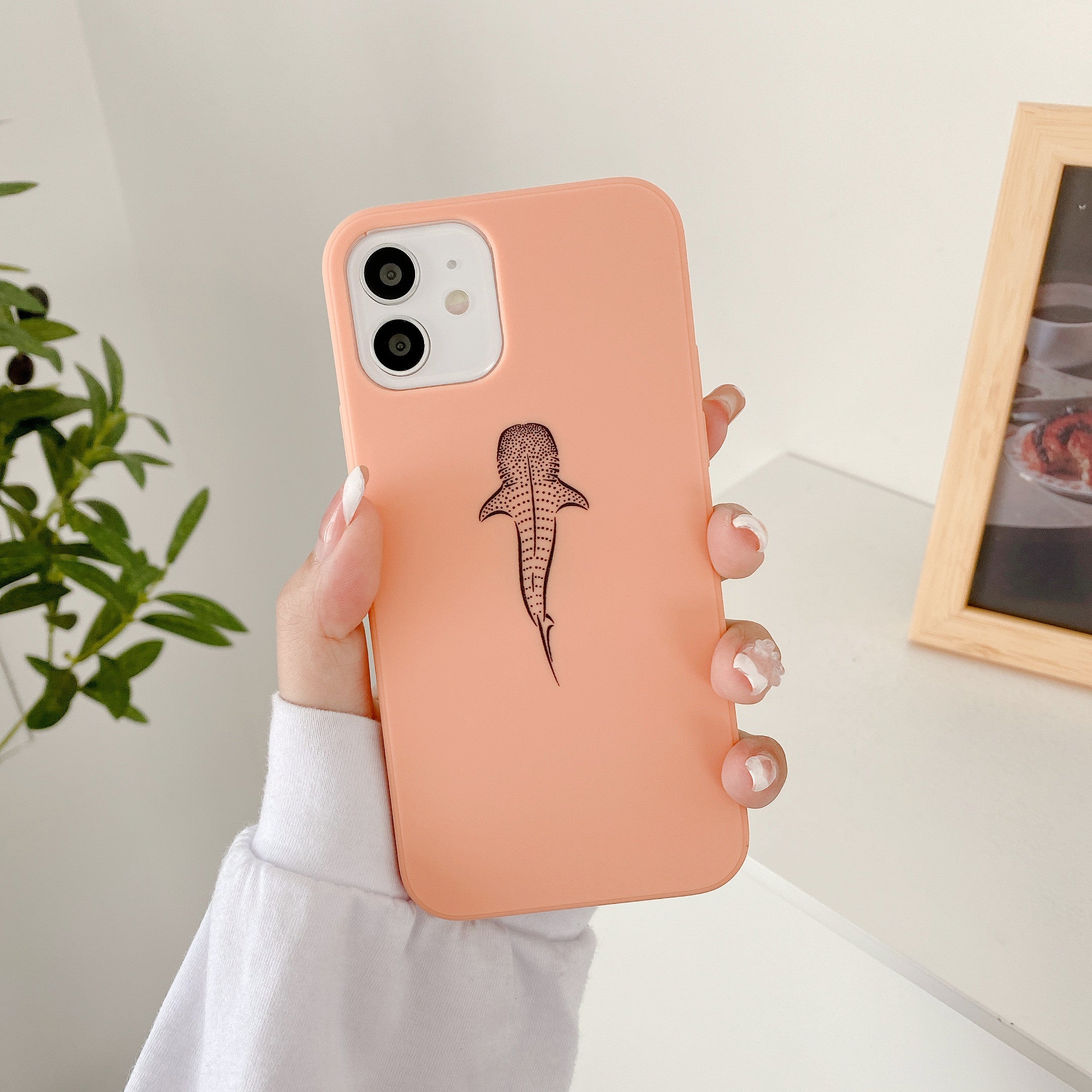 iPhone Peach Soft Silicone Whale Shark Phone Case